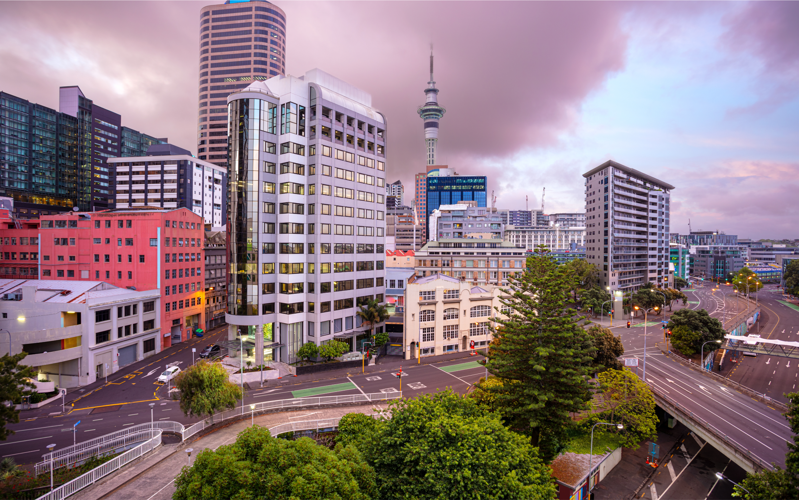 Colorful buildings in New Zealand