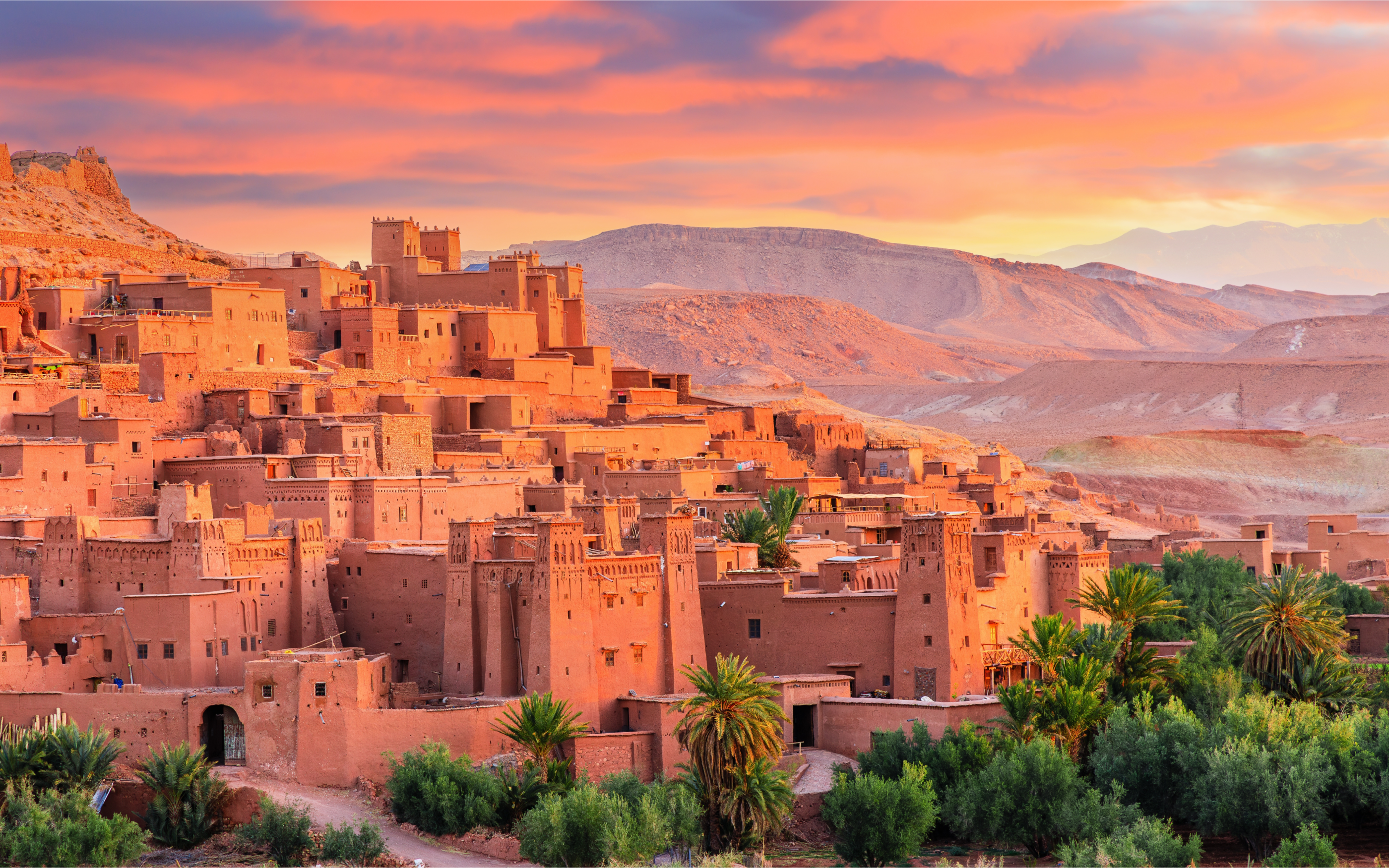 Photo of a city at sunset in Morocco