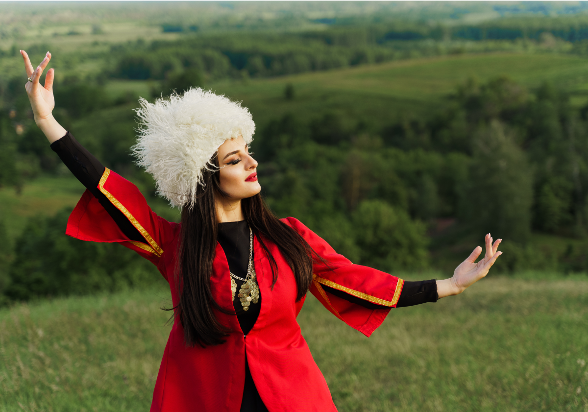Woman in traditional clothing in Georgia