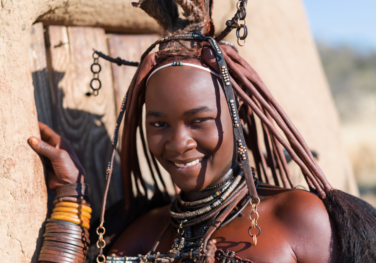 Woman wearing traditional clothing in Namibia